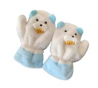 Qcbuegof Guantes de felpa de oso de dibujos animados de invierno cálidos guantes de esquí para mujeres niñas hermosas mano engrosada más cálidos mitones a prueba de viento todos los antiguos guantes