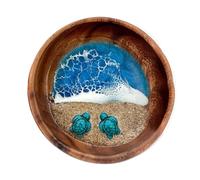 Qcbuegof Hecho a mano resinas océanos cuencos con escena de playa en miniatura realista peces de tortuga para decoración de oficina en el hogar tema de la costa mesa decorativa vajilla
