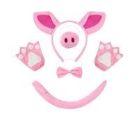 Qcbuegof Juego de disfraz de Piggy con cinta para la cabeza, cola de bowtie, guante, falda, Halloween, Piggy Dress Up Outfit para niños, niñas, fiesta de Navidad, fiesta de fiesta