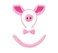 Qcbuegof Juego de disfraz de Piggy con cinta para la cabeza, cola de bowtie, guante, falda, Halloween, Piggy Dress Up Outfit para niños, niñas, fiesta de Navidad, fiesta de fiesta