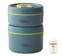 Qcbuegof Lonchera apilable práctica para adultos con aislamiento térmico de acero inoxidable y funda a prueba de fugas