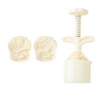 Qcbuegof Molde de pastel de luna prensado a mano con 2 granos de sellos, pastas, moldes para pasteles, moldes prácticos, moldes para cocina, suministros para hornear, molde para pastel de luna