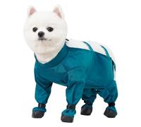 Qcbuegof Mono para perros al aire libre con cubierta para los pies, leggings para mascotas a prueba de polvo, tela de almacenamiento impermeable para razas pequeñas, ropa para perros al aire libre