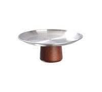 Qcbuegof Plato de acero inoxidable para entrantes, plato de exhibición con pies altos, tazón de fruta para reuniones en casa y eventos, plato de aperitivo de acero inoxidable