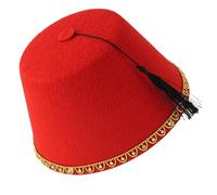 Qcbuegof Sombrero Fez de parte superior plana, sombrero tradicional de Fez, sombrero Tarboosh, suave y cómodo, otomano, para eventos culturales para hombres, rosso, Talla única