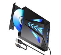 Qcbuegof Unidad de disco externo USB tipo C, lector de escritor, lector de disco óptico USB 3.0 USB 2.0 para laptop, PC, disco USB externo óptico