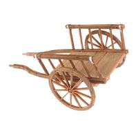 Qcbuegof Vagones pequeños de granja a escala 1/12 con accesorios móviles para decoración de escena de campo, modelo retro de carrito de madera