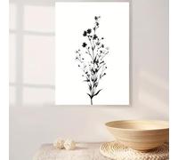 Qcdxfgdfh Cuadro decorativo minimalista en blanco y negro con una sola flor silvestre, ideal para la decoración del dormitorio (60x80cm/marco interior).