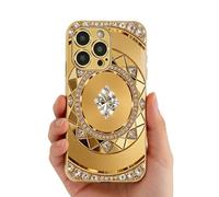 QCDZSW Estuche rígido con patrón de brújula Dorada, Estuche Ultrafino for teléfono a Prueba de caídas y Golpes, for iPhone 17/16/15/14/13/12 Pro MAX(For 14pro)