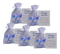 QCDZSW Recuerdo de ángel de la Guarda de Resina con Forma de Flor Seca No me Olvides. Ideal for un Hermoso Adorno con Bolsa de Organza y Tarjeta de condolencia.(5pcs)