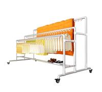 Qcesorib Burro Ropa con Hebilla Cortaviento, Perchero Burro de Metal con Ruedas, Tendedero de Ropa con Zapatero, Carga Máxima: 400 kg, para Balcón, Patio, Hotel, 2.0x1.4x1.8m
