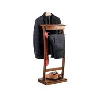 Qcesorib Galán de Noche de Lujo con Bandeja, Galán de Noche Moderno con Cajón, Galán de Noche para Colgar Camisa y Pantalón, para Dormitorios, Salones, Pasillos, Recibidores, Marrón