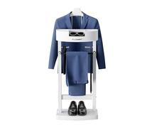 Qcesorib Galán de Noche de Lujo con Bandeja, Galán de Noche Moderno con Cajón, Galán de Noche para Colgar Camisa y Pantalón, para Dormitorios, Salones, Pasillos, Recibidores, Marrón