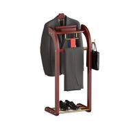 Qcesorib Galán de Noche de Lujo con Bandeja, Galán de Noche Moderno con Cajón, Galán de Noche para Colgar Camisa y Pantalón, para Dormitorios, Salones, Pasillos, Recibidores, Marrón