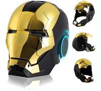 QCFGJBJK Iron MK5 - Casco con control de voz para cosplay electrónico de apertura/cierre, ojos LED 1:1, modelo negro y dorado