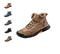 QCHAOLI Botas de cuero cómodas hechas a mano for hombre, botas de senderismo impermeables, con soporte for el proa, ligeras y transpirables.(Khaki,43 EU)