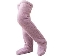 QCHAOLI Long Fluffy Socks, Goose Down Knee Socks for Christmas,Long Socks Women Winter Socks,Home Cozy Socks,Warm Thigh High Socks(Dark Grey)
