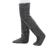 QCHAOLI Long Fluffy Socks, Goose Down Knee Socks for Christmas,Long Socks Women Winter Socks,Home Cozy Socks,Warm Thigh High Socks(Pink)