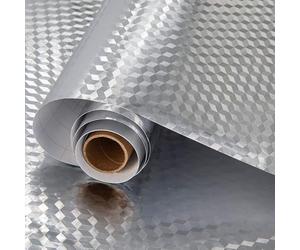 QCHAOLI Papel Pintado Autoadhesivo Efecto Metal - Sticker Impermeable Anti-grasa para Salpicadero Cocina, Cajones, Estantes - Film Resistente al Calor para Armarios y Encimeras(40cmX5m)