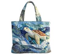 QCHAOLI Tote Bag for Women with Zipper Large Capacity Lightweight Quilted Shoulder Handbag Vintage Motifs Canvas Puffer Bags Girls Gifts Casual Work Shopping Travel(F)