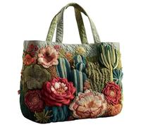 QCHAOLI Tote Bag for Women with Zipper Large Capacity Lightweight Quilted Shoulder Handbag Vintage Motifs Canvas Puffer Bags Girls Gifts Casual Work Shopping Travel(B)