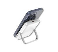 Qcharx Atlas Power Bank Magnético 10.000 mAh - Cargador Inalámbrico Portátil 15W y Carga Rápida USB-C 20W con Soporte de Aluminio, Batería Externa Compatible con Smartphones de Última Generación, Blan