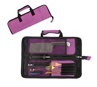 Qchengsan Bolsa Enrollable para Cuchillos de Chef, Bolsa para Cuchillos de Chef Oxford, portátil con 13 Ranuras, multifunción, Soporte para Cuchillos, Cartera, Rollo de Herramientas, Rosa roja, 18