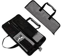 Qchengsan Bolsa Enrollable para Cuchillos de Chef, Bolsa para Cuchillos de Chef Oxford, portátil con 13 Ranuras, multifunción, Soporte para Cuchillos, Cartera, Rollo de Herramientas, Gris, 18 Inches