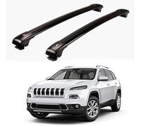 QCHIAN 2 Piezas Barras de Techo para Jeep Cherokee 2014 2015 2016 2017 2018, Coche Portaequipajes Barras Transversales Aluminio, Baca de Coche, Barras Superiores Portaequipajes Carril,A Black