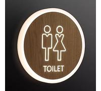 QCHIAN Letrero de acrílico for baño, Letrero Luminoso Redondo de 8 Pulgadas for Inodoro, Letrero de baño for Damas y Hombres de Montaje en Pared, Adecuado for baño, Oficina o Negocio (Color : A)