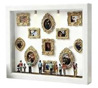 QCKNKMGG Caja de recuerdos tipo «shadow box» en miniatura, 1 Uds DIY Mini Museo silueta sombra caja marco aniversarios bodas Mesa pared(Color 3)
