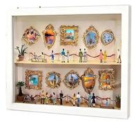 QCKNKMGG Caja de recuerdos tipo «shadow box» en miniatura, Caja de sombra for museo DIY, figura doble capa, silueta, marco fotos en miniatura madera, Multicolor(White)