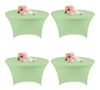 QCKNKMGG Mantel elástico, Cubierta para Mesa, Mantel Estirable 4 Piezas 5-6 pies Redondo Multicolor(Light Green,5 FT (60 in))