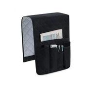 QCKNKMGG Organizador para el reposabrazos del sofá, Reposabrazos for sofá Caddy, 5 Bolsillos, portavasos, Bandeja for TV, Mando a Distancia, teléfono móvil, Cama Multicolor(Black)