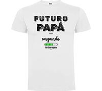 QCM Camiseta para Hombre- Regalos para Hombre, Regalos para Padres. Camisetas Hombre Originales Divertidas - Futuro Papá Cargando (Blanco, L)