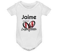 QCM Productos Personalizados Body De Bebé Manga Corta | Diseño De Equipo De Fútbol Y Nombre Personalizado | 100% Algodón | Regalo Recién Nacido (Blanco, 12 Meses, Bilbao)