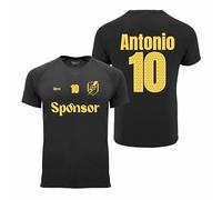QCM Productos Personalizados Camiseta De Fútbol Personalizada con Tu Escudo, Nombre Y Número | Niño | Forma Tu Equipo (Edad, 12 Años, Regular, Negro)