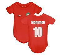 QCM PRODUTOS PERSONALIZADOS Body Bebé Fútbol Marruecos Rojo 18 meses Personalizable - No Oficial
