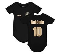 QCM PRODUTOS PERSONALIZADOS Body Bebé Fútbol Portugal Negro 12 meses Personalizable - No Oficial