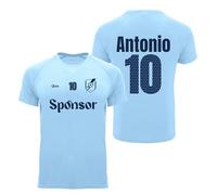 QCM PRODUTOS PERSONALIZADOS Camiseta de Fútbol Personalizada con tu Escudo, Nombre y Número | Forma tu Equipo (FR/ES, Letras, 3XL, Regular, Regular, Celeste)