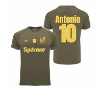 QCM PRODUTOS PERSONALIZADOS Camiseta de Fútbol Personalizada con tu Escudo, Nombre y Número | Forma tu Equipo (FR/ES, Letras, XL, Regular, Regular, Verde Militar)