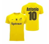 QCM PRODUTOS PERSONALIZADOS Camiseta de Fútbol Personalizada con tu Escudo, Nombre y Número | Forma tu Equipo (FR/ES, Letras, M, Regular, Regular, Amarillo)