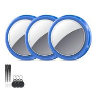 QCOQ Paquete de 3 etiquetas para rastreador de aire, azul oscuro, rastreador Bluetooth, funciona con Apple Find My (solo iOS), etiqueta inteligente con funda protectora/llavero/cordón, buscador de