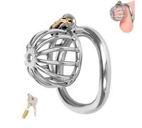 Qcpuuu Jaula de castidad, jaula de castidad con anillo para el pene, jaula de castidad de metal para hombres, jaula para el pene, juguetes sexuales para hombres para castigo