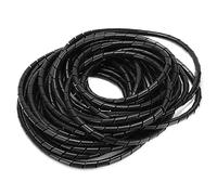 QCSTORE Cable de Envoltura de Alambre en Espiral, Gestión de Organizador de Cables Flexible, Negro, 10 Metros para Cableado de Oficina y Uso Doméstico