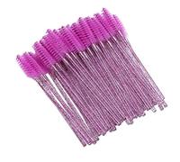 QCSTORE Cepillo desechable para cejas en espiral, 50 unidades, fácil de aplicar, máscara de pestañas para viajes, morado