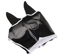 QCSTORE Máscara de Malla para Moscas de Caballo con Orejas para Protección contra Mosquitos y Defensa UV, Máscara para Ojos de Caballo Elástica, Transpirable y Duradera, 1 Unidad (L)