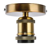 QCSTORE Portalámparas vintage E26 E27, duradero, retro, para cocina, dormitorio, salón, 100-240 V, metal, aluminio, 8,4 cm (Golden Patina)