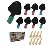 QcuGvy 4 Sartenes Pequeñas para Raclette Grill con 4 Espátulas Cocina Madera y Revestimiento Antiadherente Accesorios para Raclette Mango de Color Aislado (Triángulo)