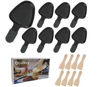 QcuGvy Poelon Raclette 8 unidades de Poelon Triángulo con revestimiento antiadherente con mango aislado y 8 palas, para tortilla de queso fundido